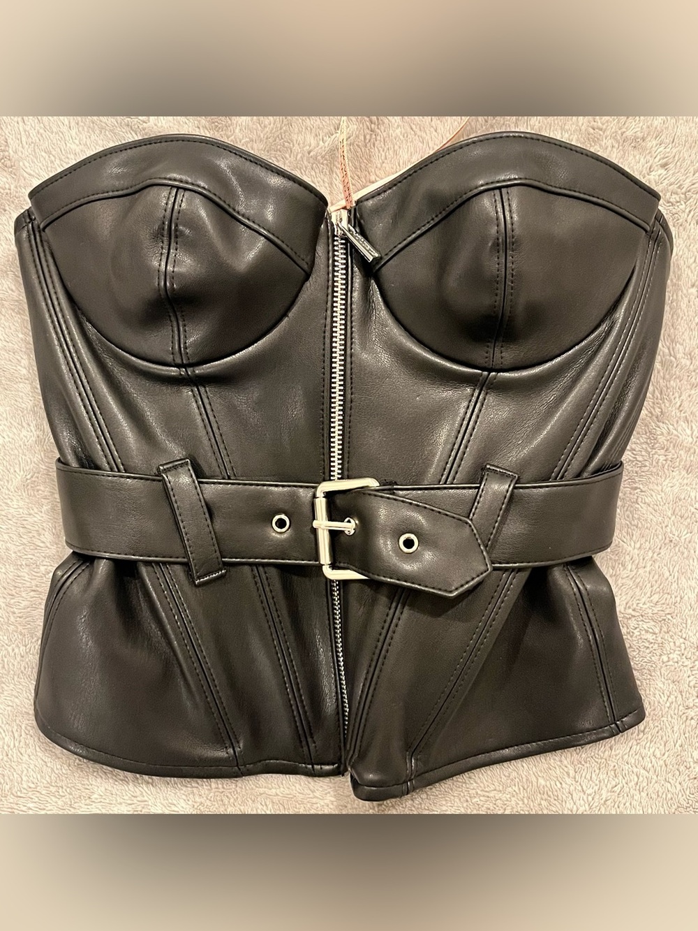 Women’s House of CB Black Belted Corset Top Size XS.